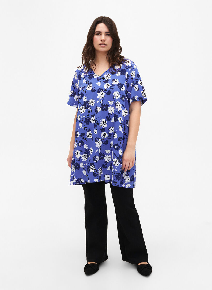 FLASH - Tuniek met v-hals en print, Amparo Blue Flower, Model image number 2