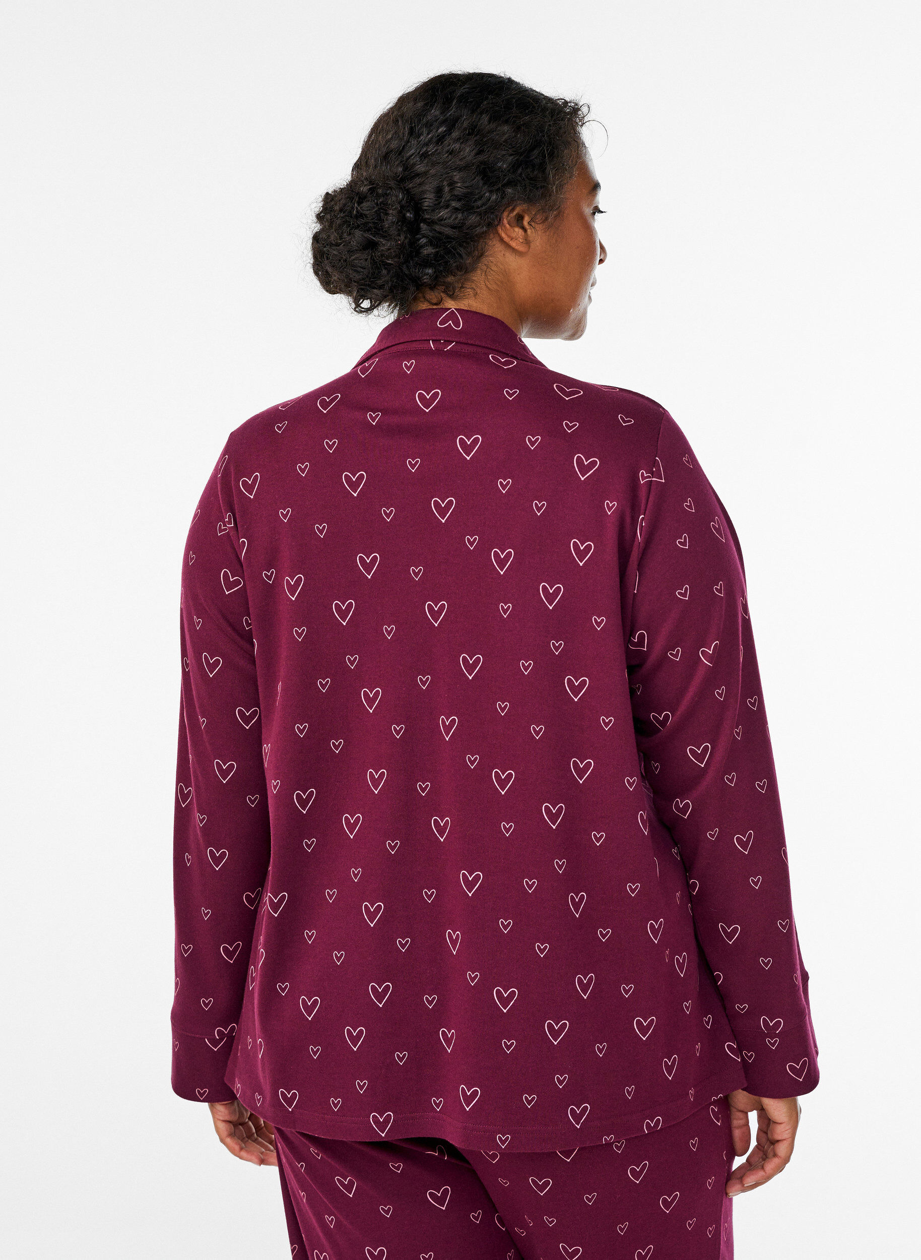 ZizziChemise de pyjama en coton avec poche poitrine, Bordeaux, Model image number 2