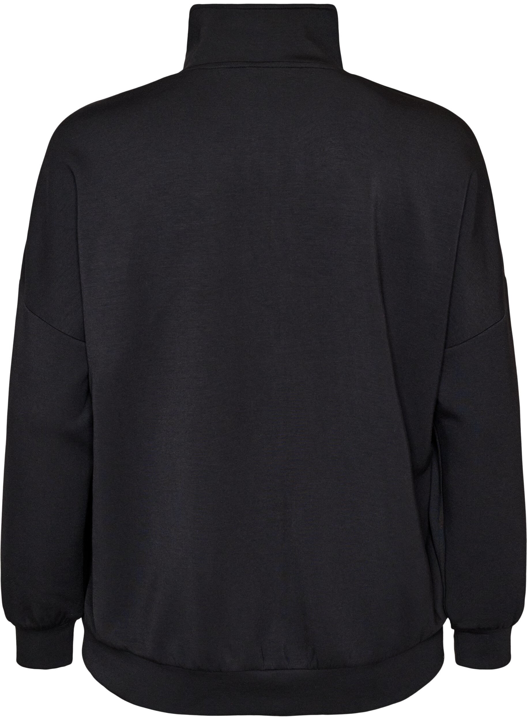 ZizziJersey vest met rits en hoge kraag, Zwart, Packshot image number 1