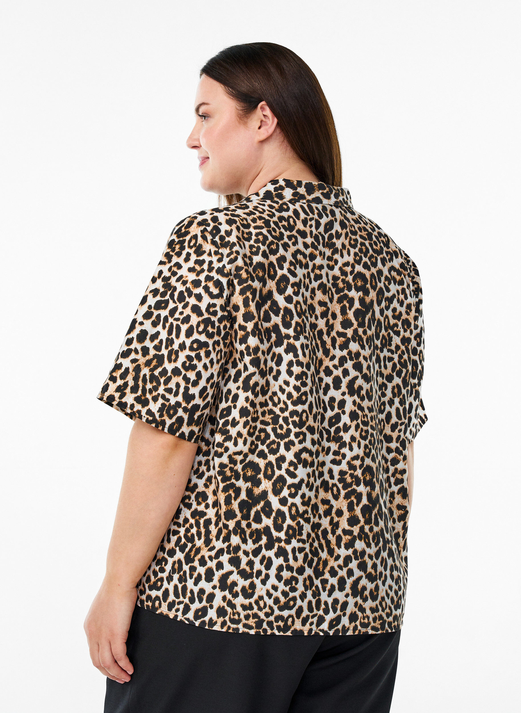 ZizziShirt blouse met print en V-hals, Bruin, Model image number 2