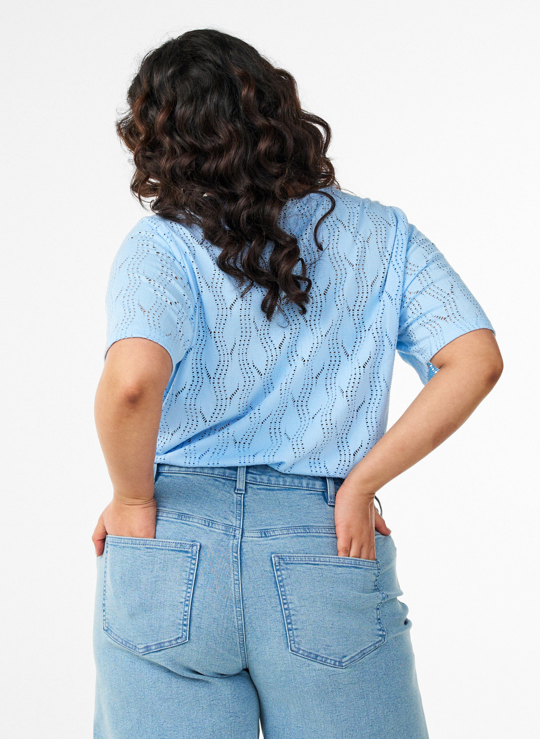 ZizziJersey T-shirt met oogjespatroon, Blauw, Model image number 2