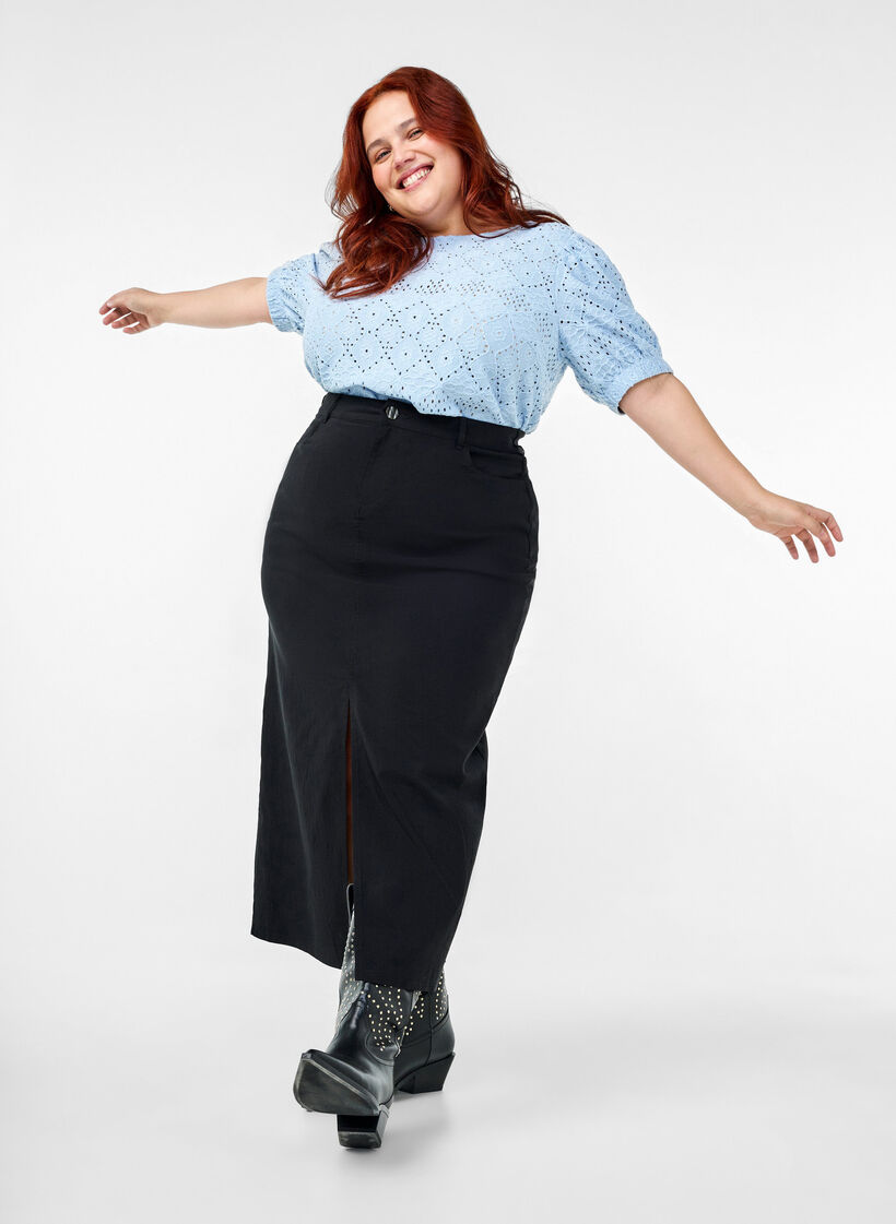 Chemisier à manches courtes avec motif de dentelle, Cashmere Blue, Image image number 0