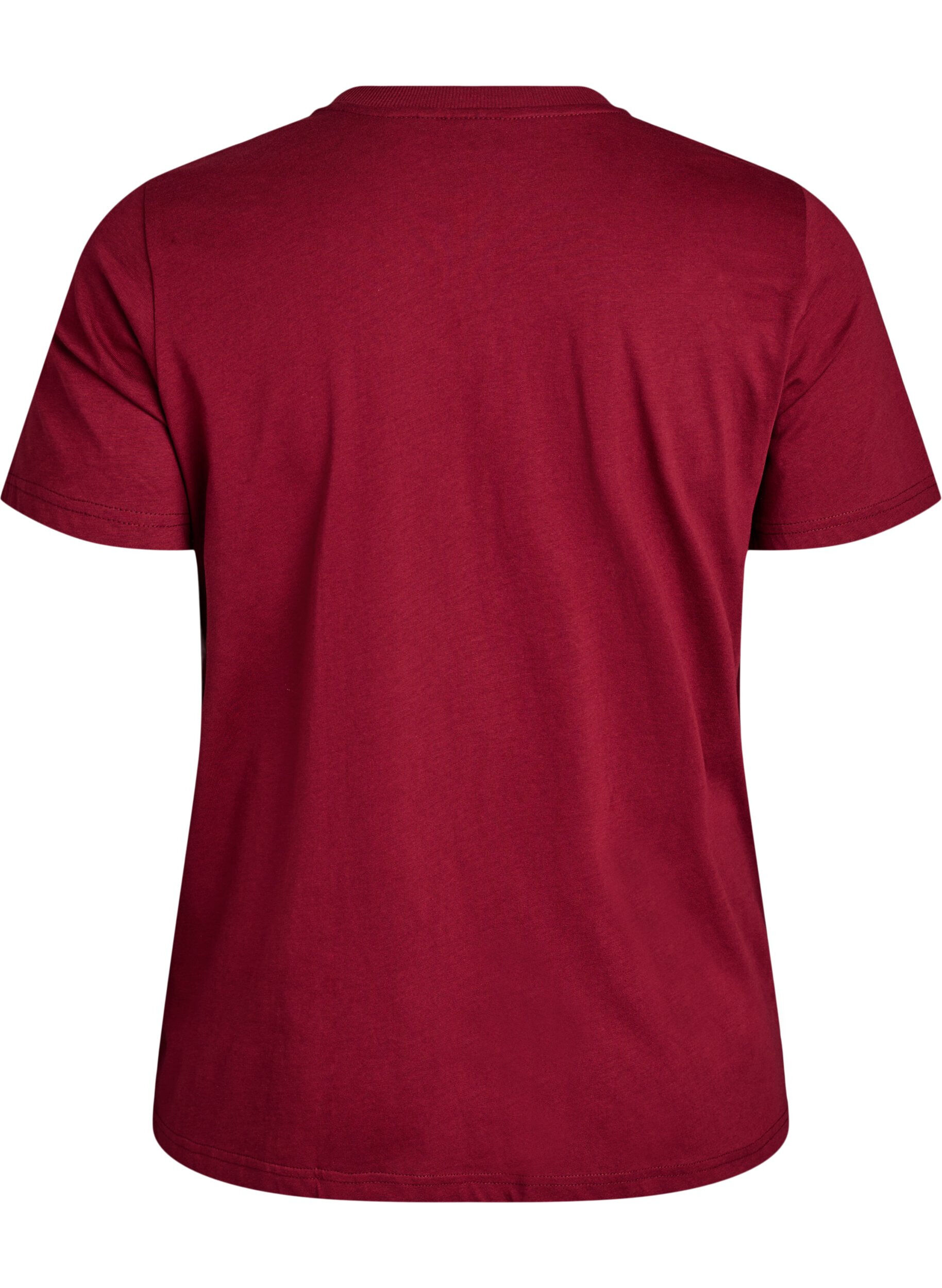 ZizziT-shirt basique en coton &agrave; col rond, Bordeaux fonc&eacute;, Packshot image number 1