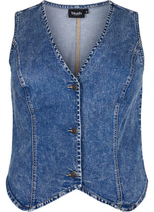 Gilet slim fit en jean avec des boutons, Blue Denim, Packshot image number 0