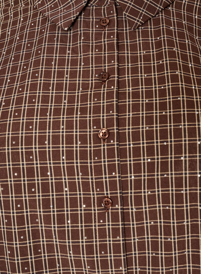 Chemise &agrave; carreaux avec strass, Marron, Packshot image number 2