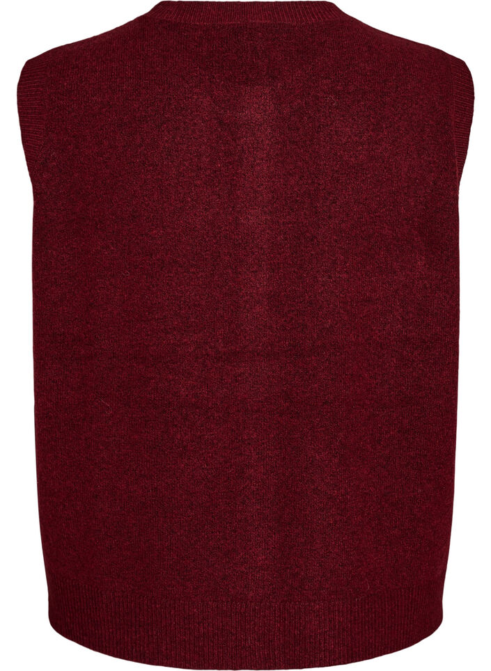 Gebreide vest met decoratieve knopen, Donker Bordeaux, Packshot image number 1