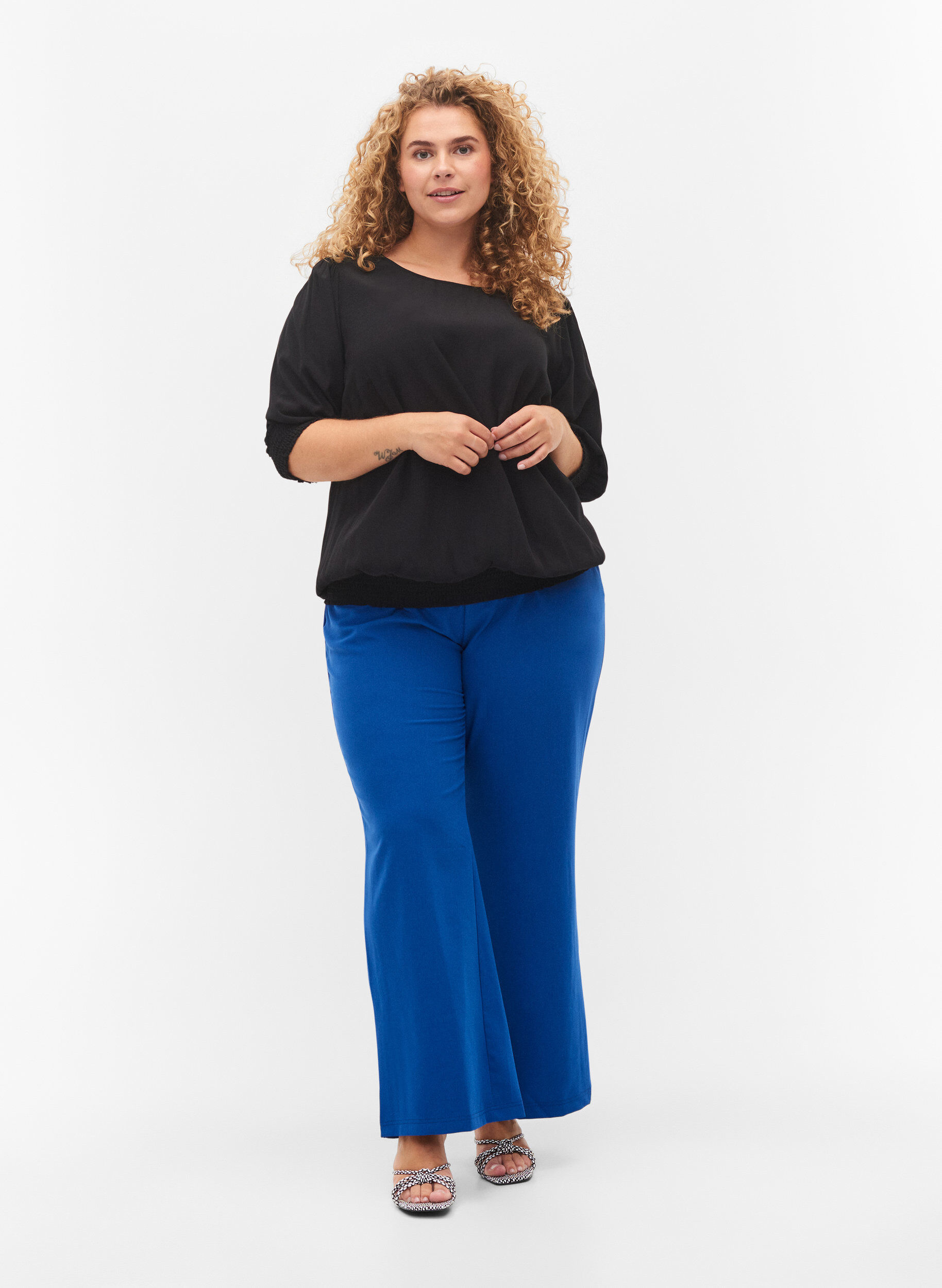 ZizziEffen viscose blouse met balloneffect, Black, Model image number 2