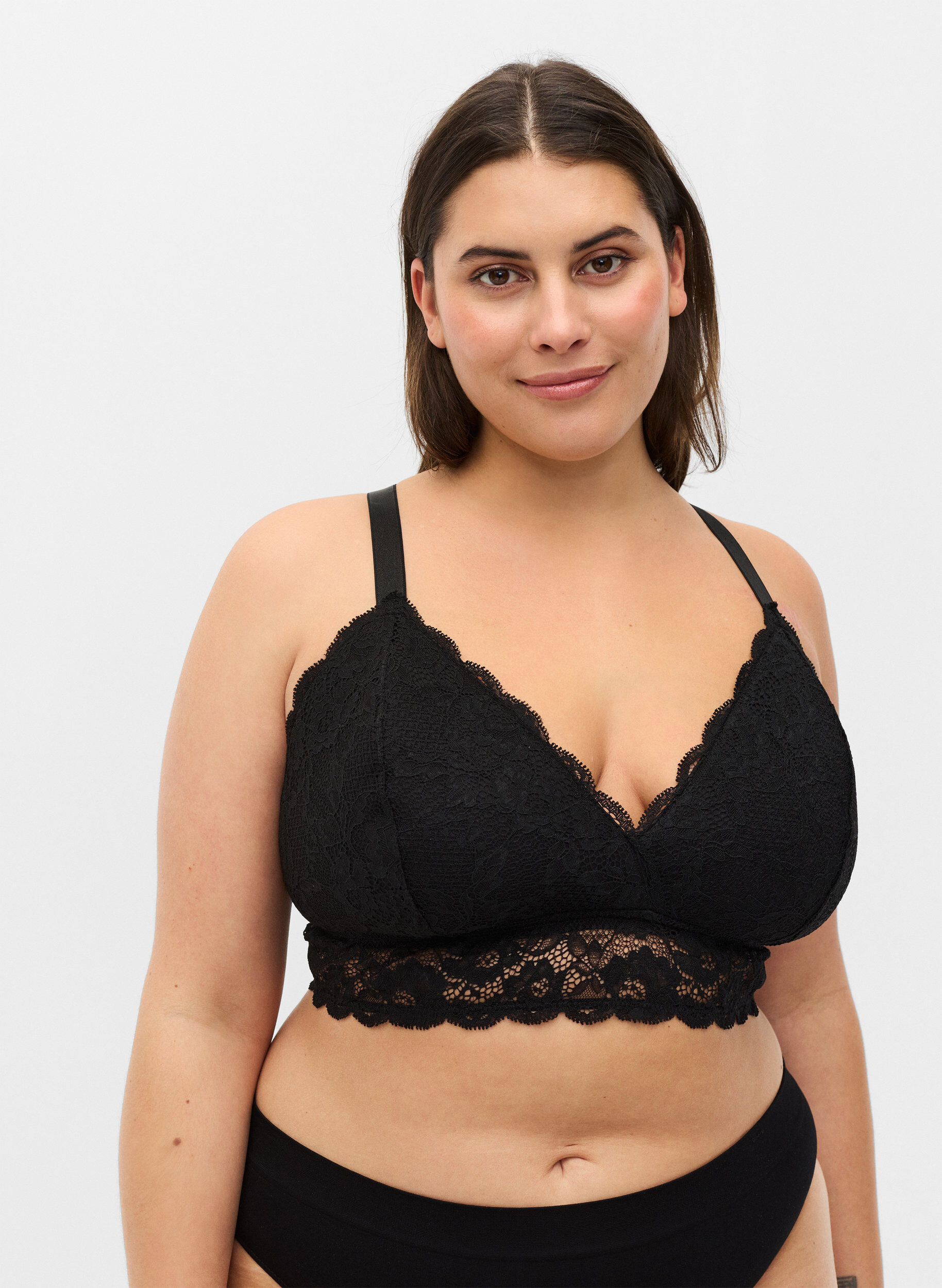 Zizzi Soutien-gorge en dentelle avec d&eacute;tail au dos, Black, Model image number 0