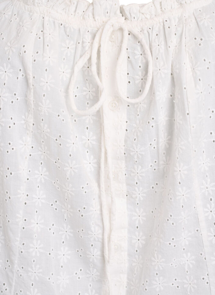 Mouwloze blouse met broderie anglaise en ruches, Vanille, Packshot image number 2