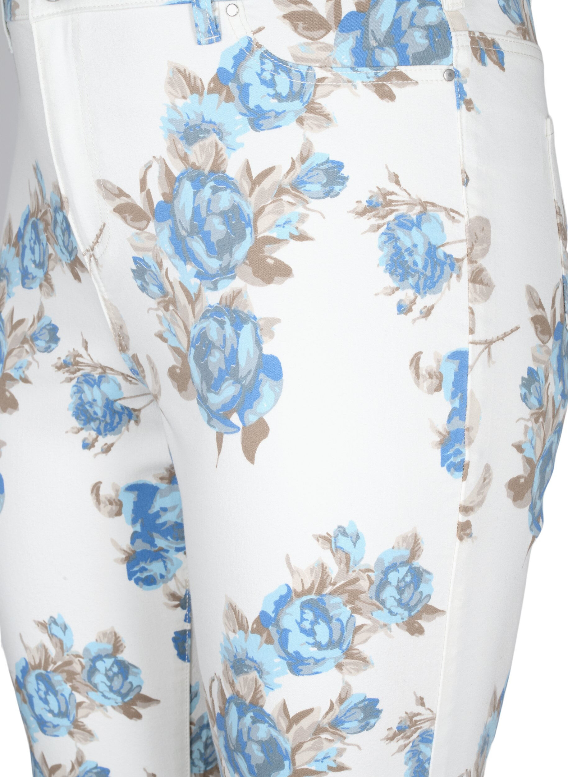 ZizziAmy capri jeans met hoge taille en bloemenprint, White B.AOP, Packshot image number 2