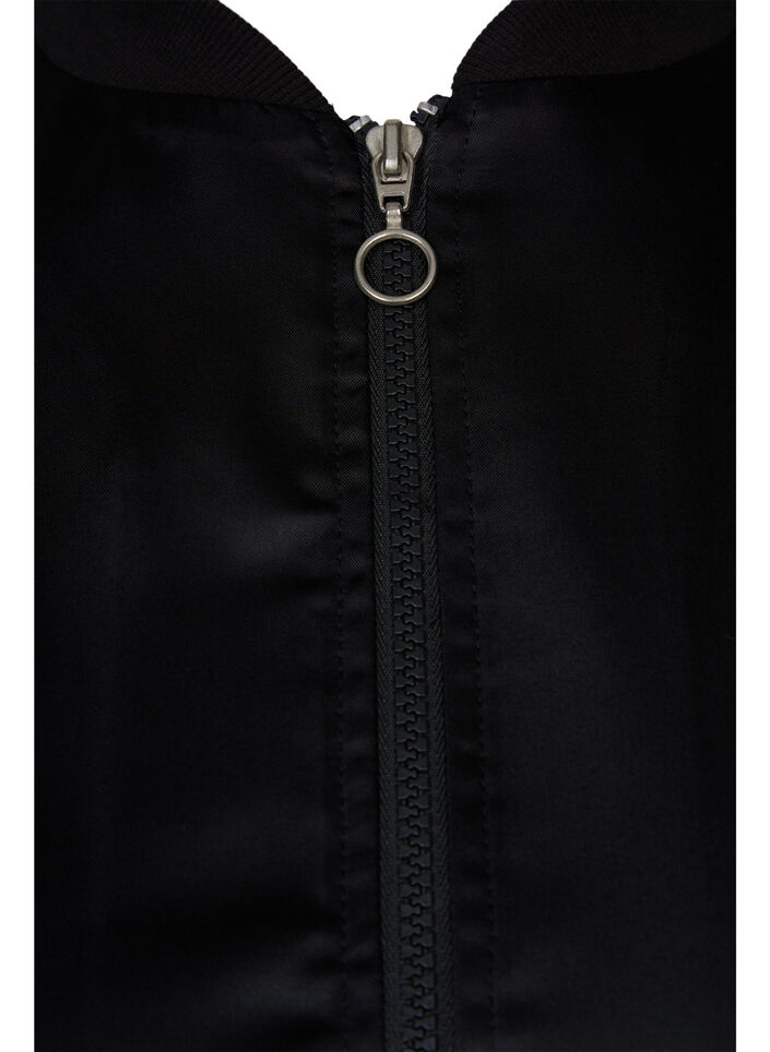 Blouson bomber à fermeture éclair et à cordons, Black, Packshot image number 2