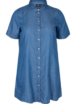 Robe chemise en jean à manches courtes, Medium Blue denim, Packshot image number 0