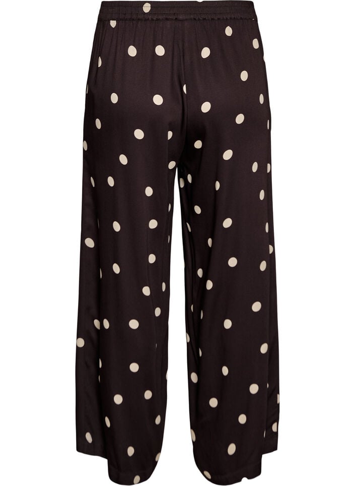 Pantalon en viscose &agrave; pois et &agrave; coupe ample, Marron, Packshot