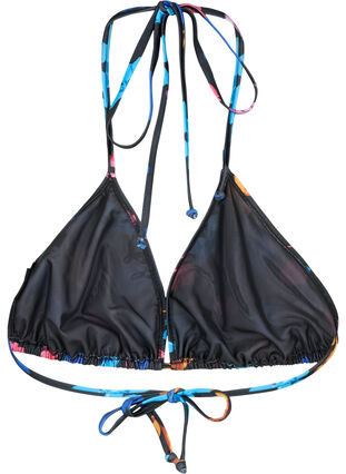 Soutien-gorge de bikini triangle avec imprimé, Black Flower AOP, Packshot image number 1