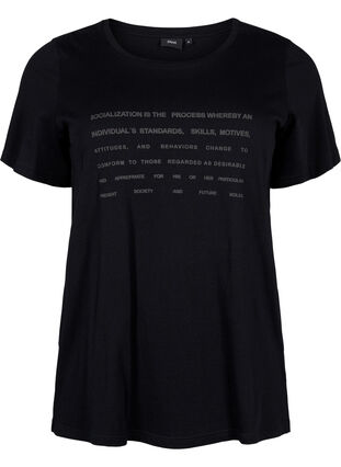 T-shirt met tekstmotief, Black W. Black, Packshot image number 0