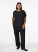 Blouse met korte mouwen en een ronde halslijn, Zwart, Model image number 1