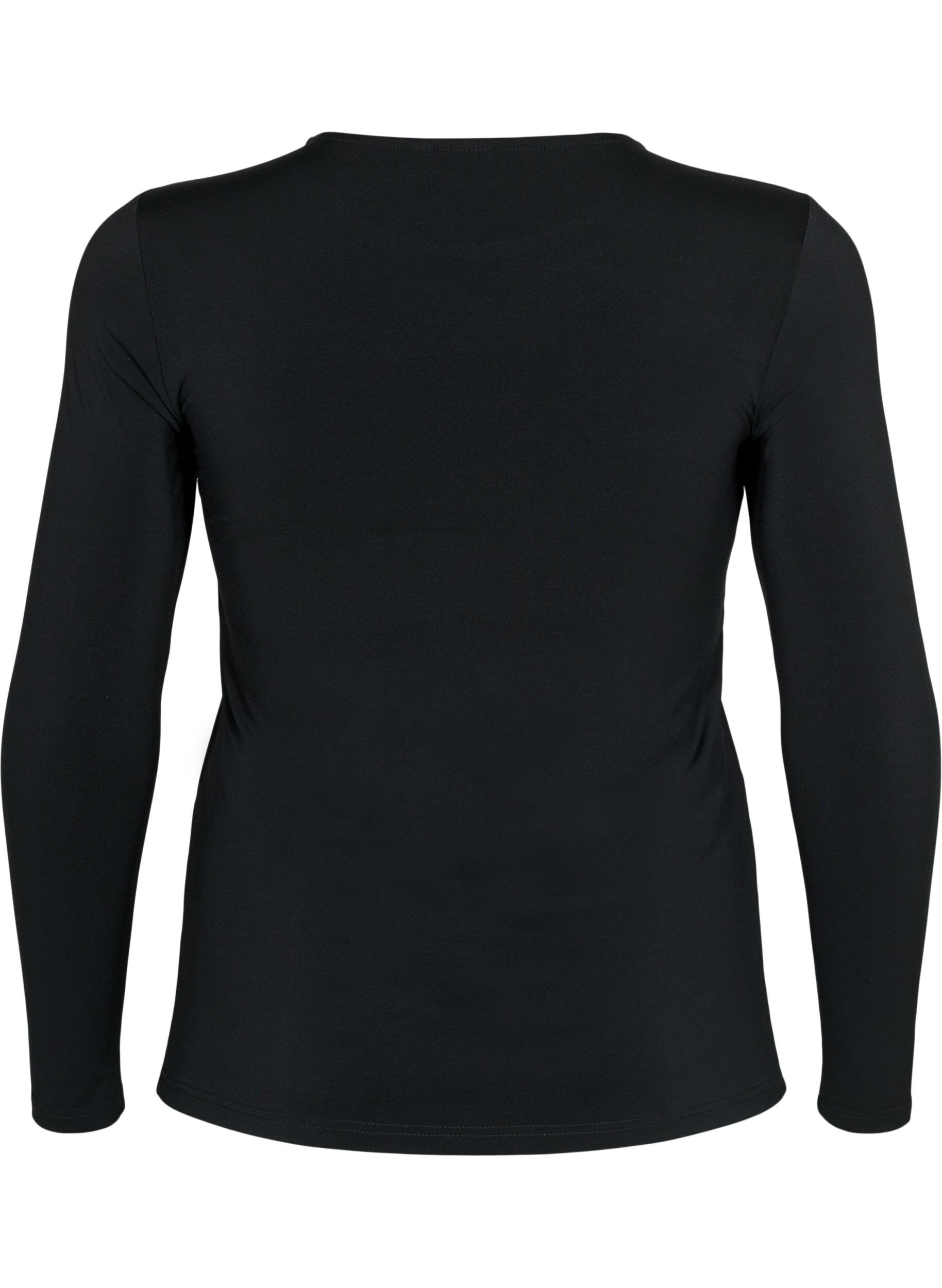 ZizziGesneden blouse met lange mouw, Black, Packshot image number 1