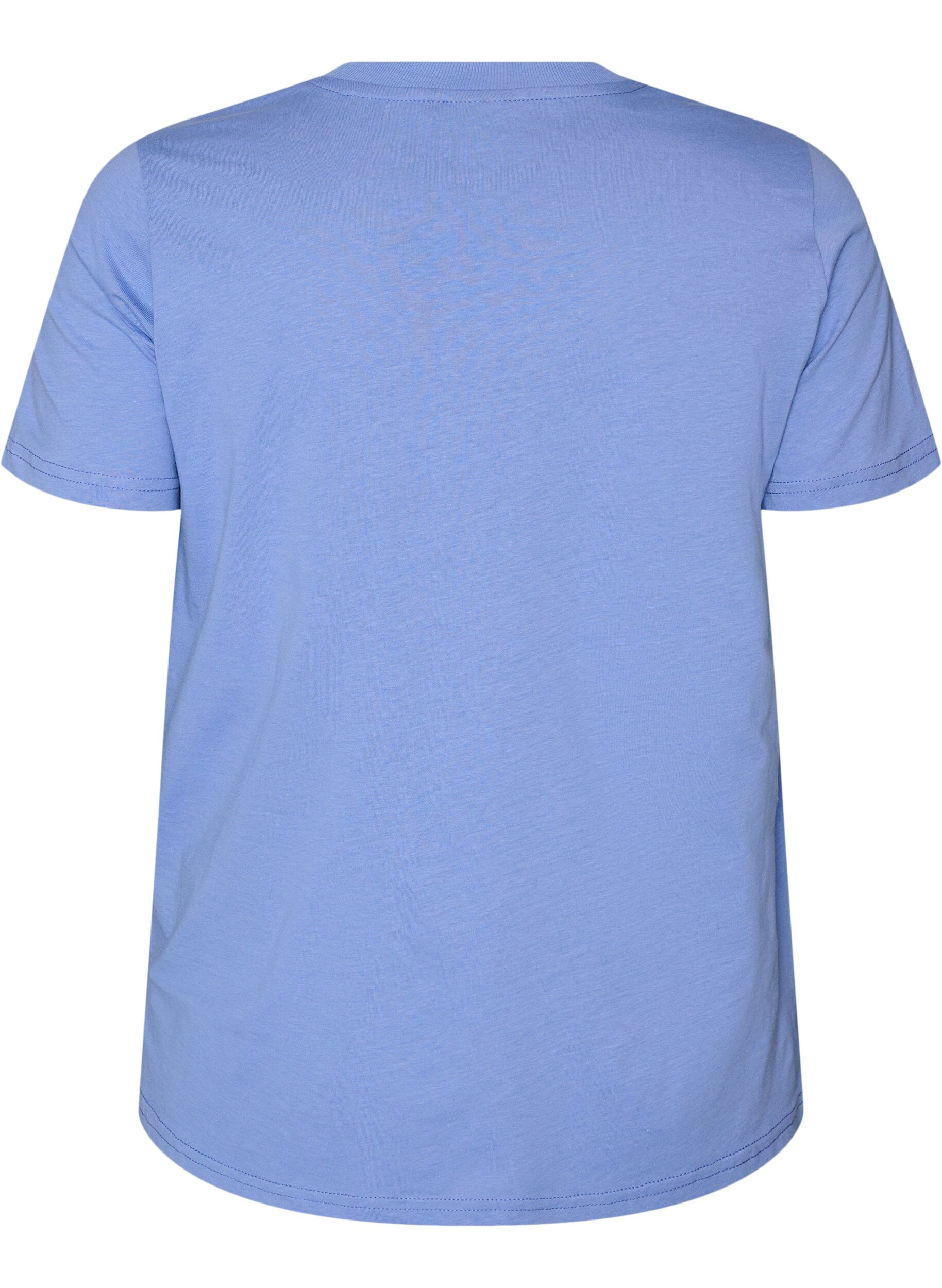 ZizziBasic katoenen T-shirt met ronde hals, Paars, Packshot image number 1