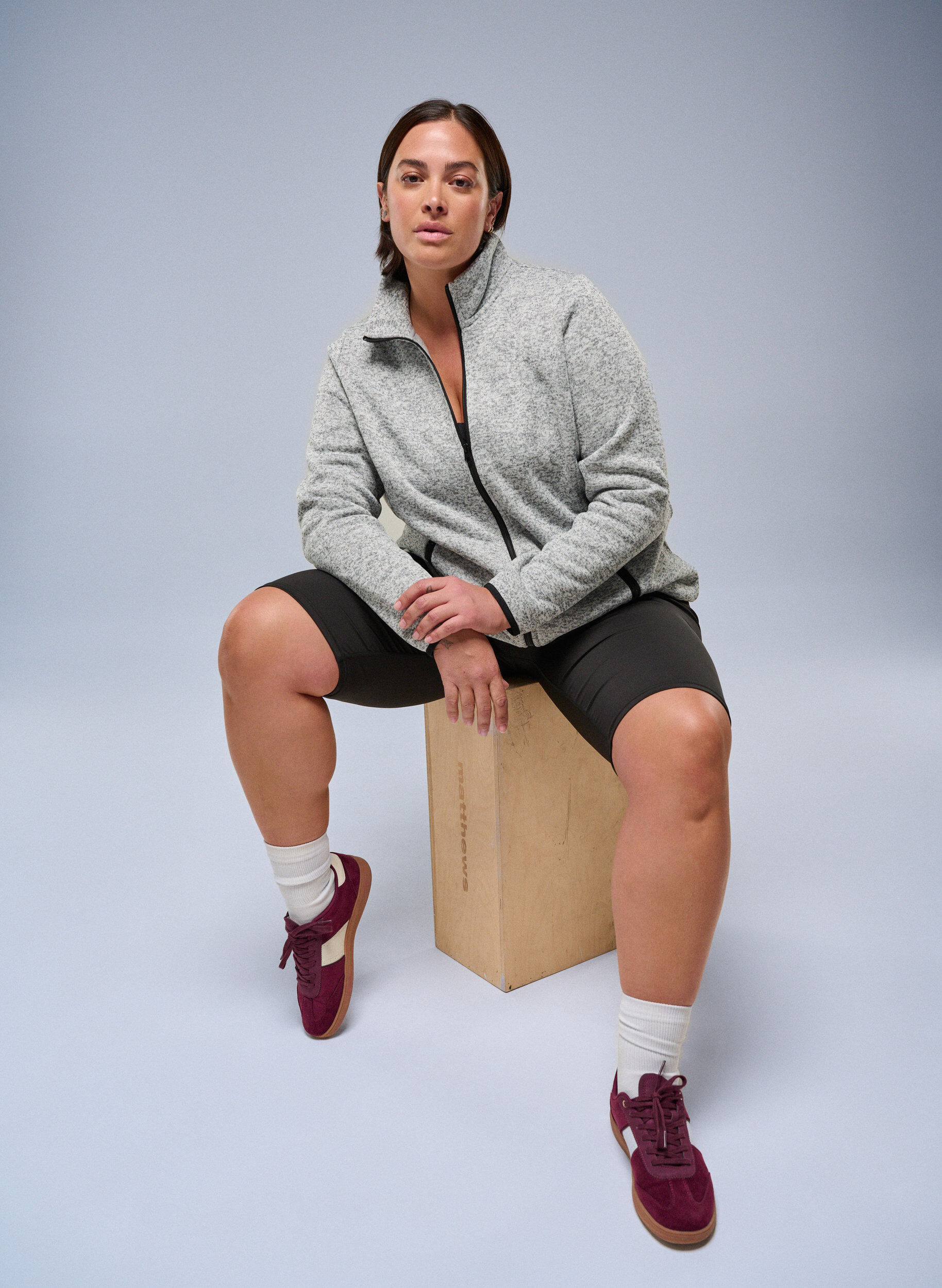 ZizziCardigan en jersey avec un col haut et une fermeture &eacute;clair, Gris, Image image number 0