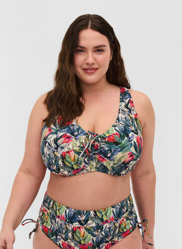 Top de bikini, Red Green Flower, Model image number 0