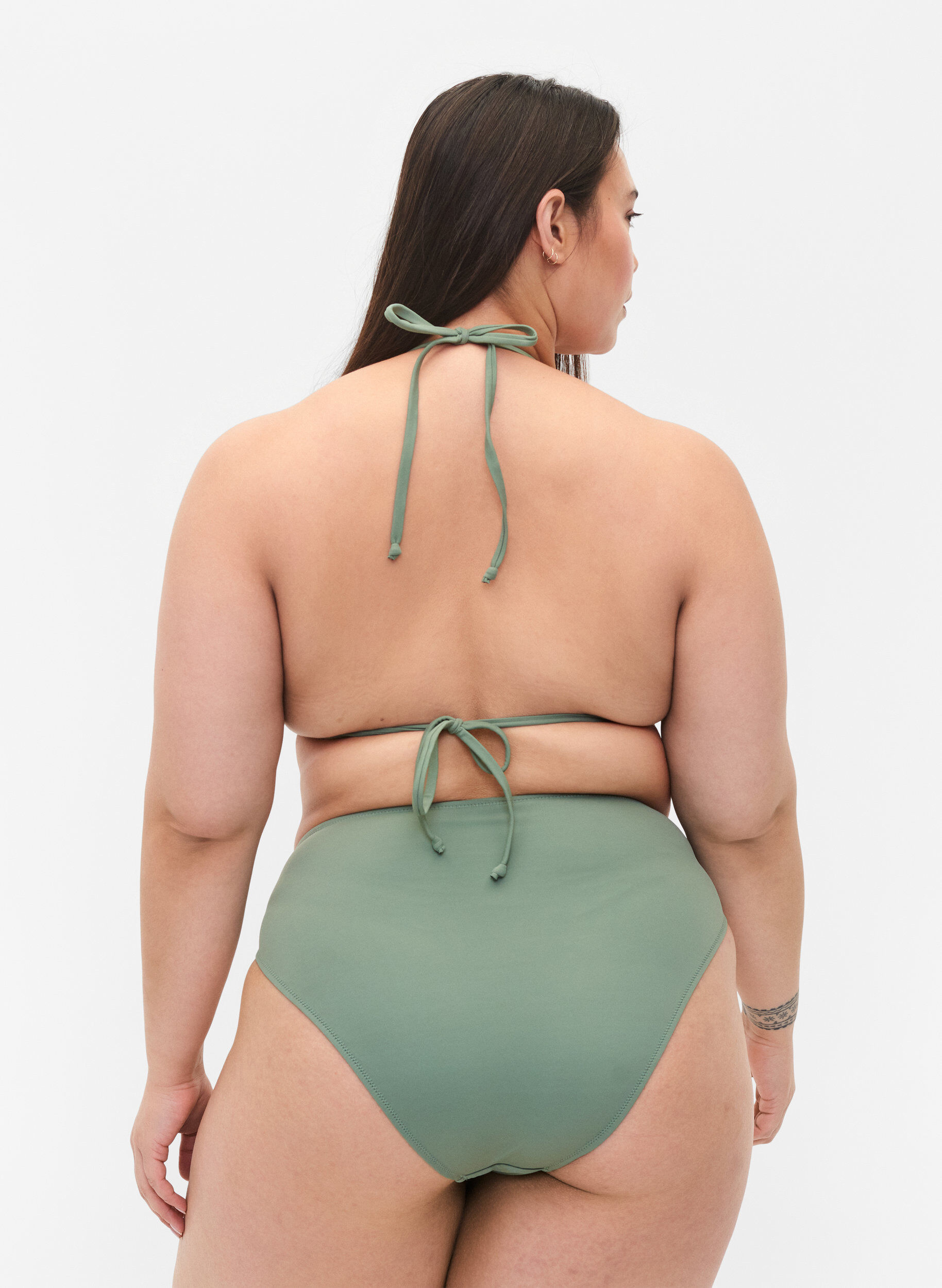 Zizzi Culotte de bikini Tai &agrave; taille r&eacute;guli&egrave;re, Vert clair, Model image number 1