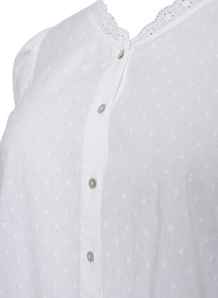 Gestructureerde hemdblouse met anglaise borduurwerk, Bright White, Packshot image number 2