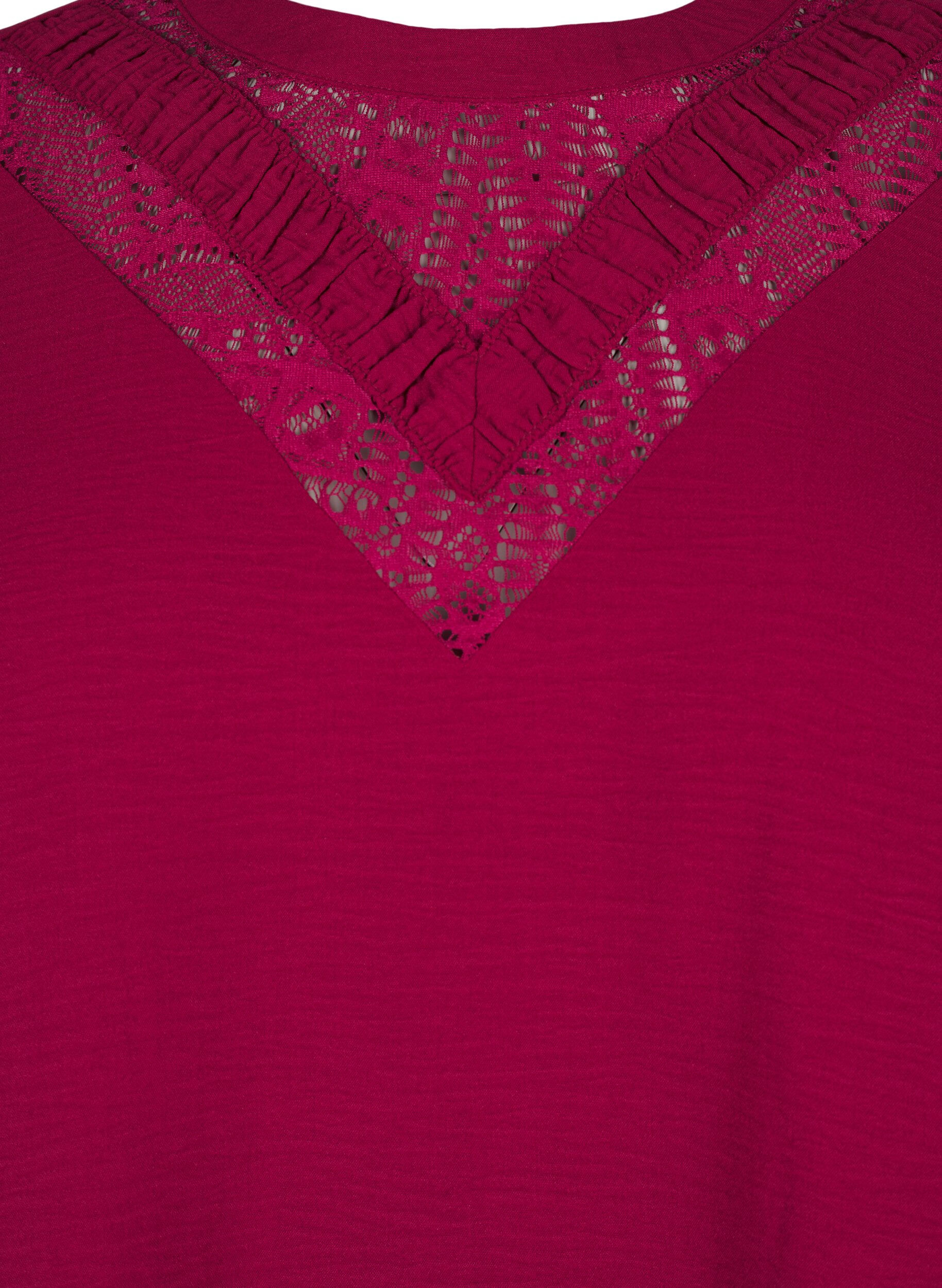 ZizziBlouse met kanten detail, Red Plum, Packshot image number 2