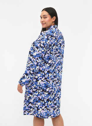 FLASH - Robe à manches longues avec imprimé floral, Blue Purple Flower, Model image number 1