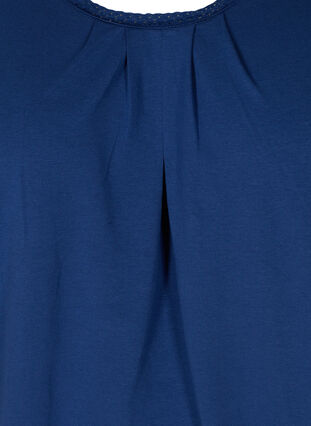 T-shirt à manches courtes avec col rond et bord en dentelle, Twilight Blue, Packshot image number 2