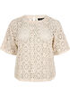 Haakblouse met korte mouwen, Beige, Packshot image number 0