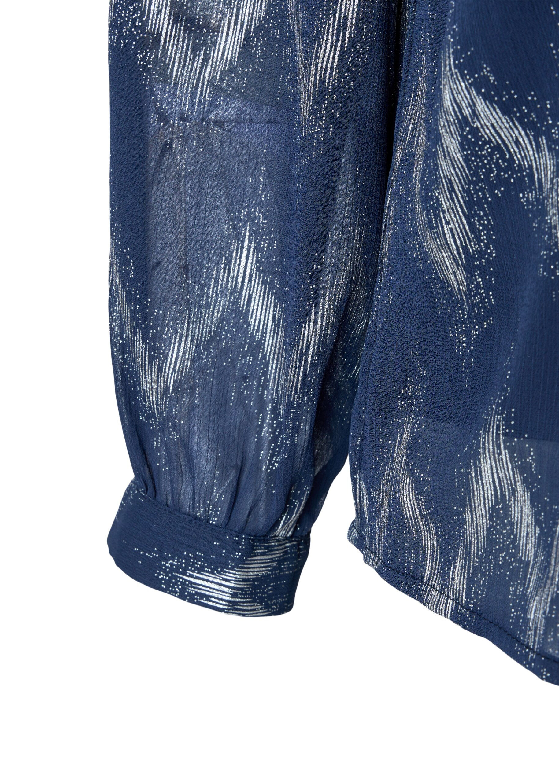 Zizzi Chemisier imprim&eacute; avec d&eacute;collet&eacute; en V, Bleu, Packshot image number 2