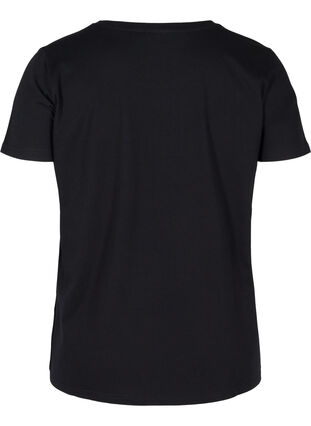 T-shirt en coton à manches courtes avec imprimé, Black, Packshot image number 1