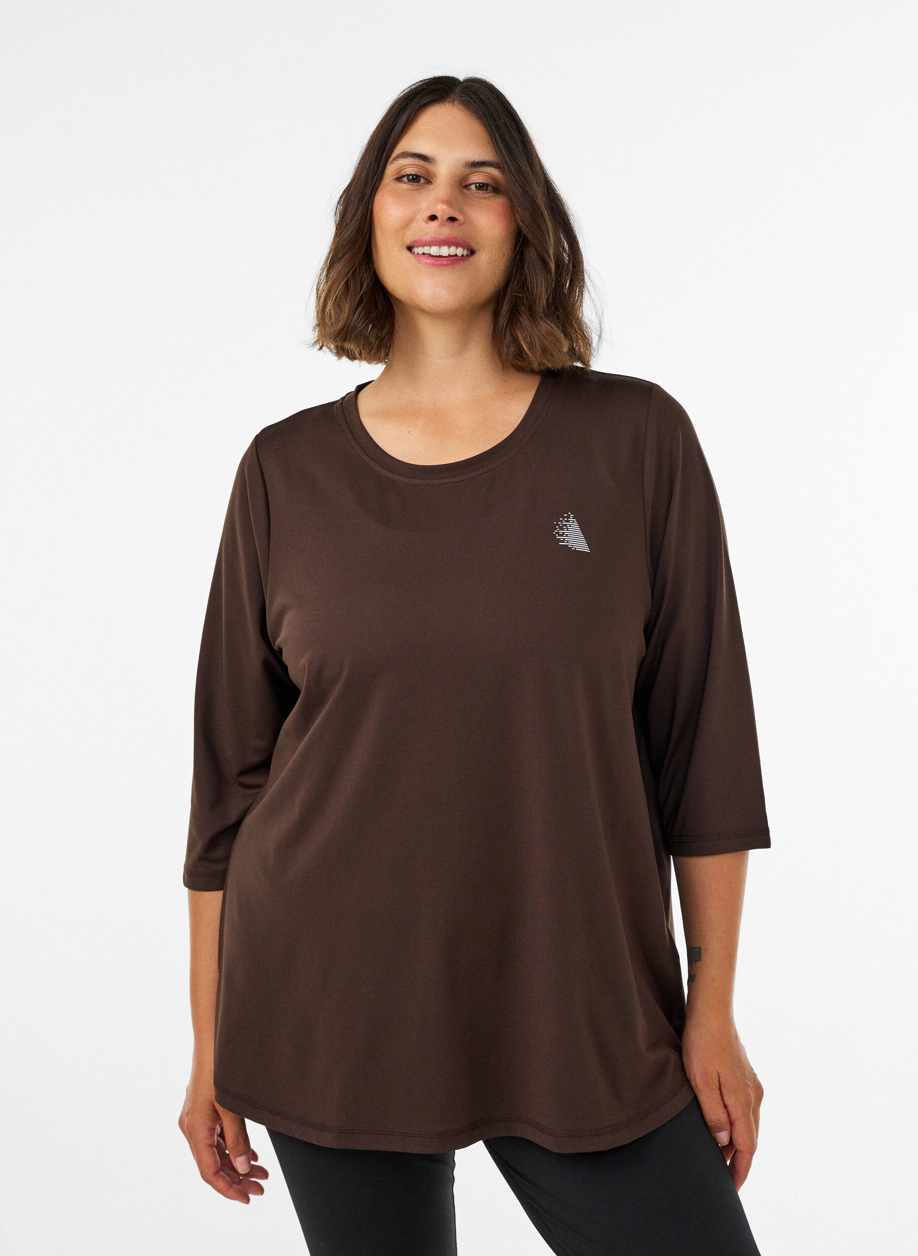 Sports top with 3/4 sleeves, Marron, Model