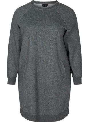 Robe pull chinée avec poches, Dark Grey Melange, Packshot image number 0