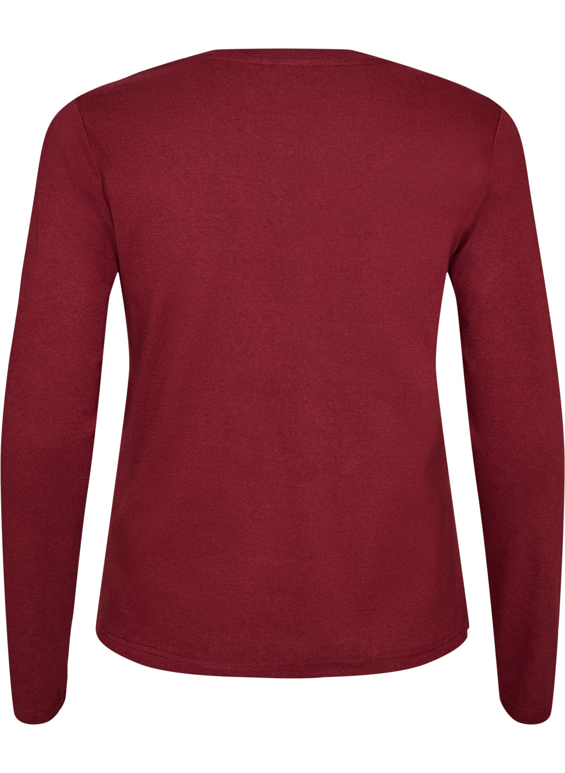 ZizziBasic T-shirt met lange mouwen en ronde hals, Rood, Packshot image number 1