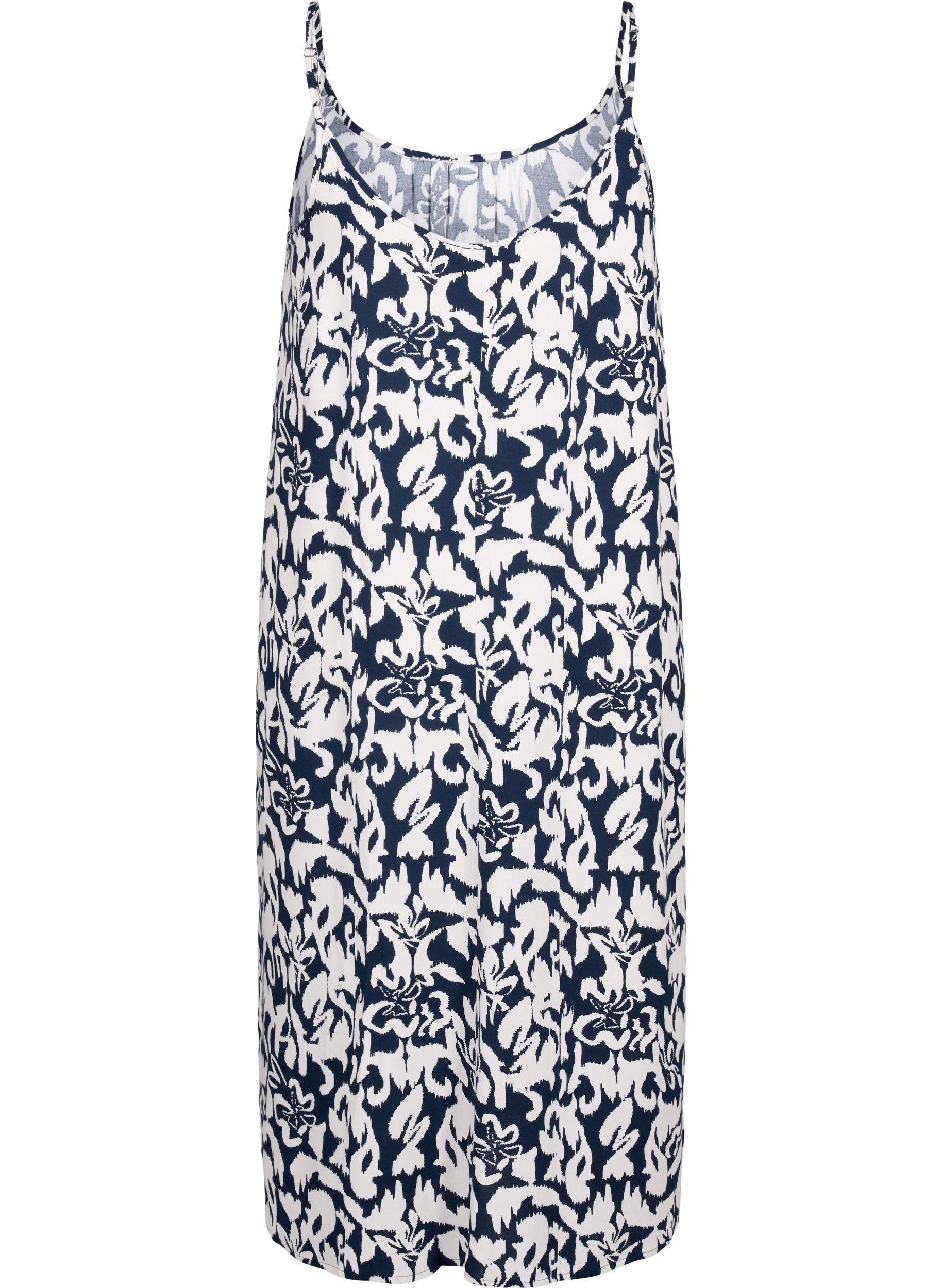 ZizziBandjurk van viscose met print, Navy Bl. Ethnic AOP, Packshot image number 1