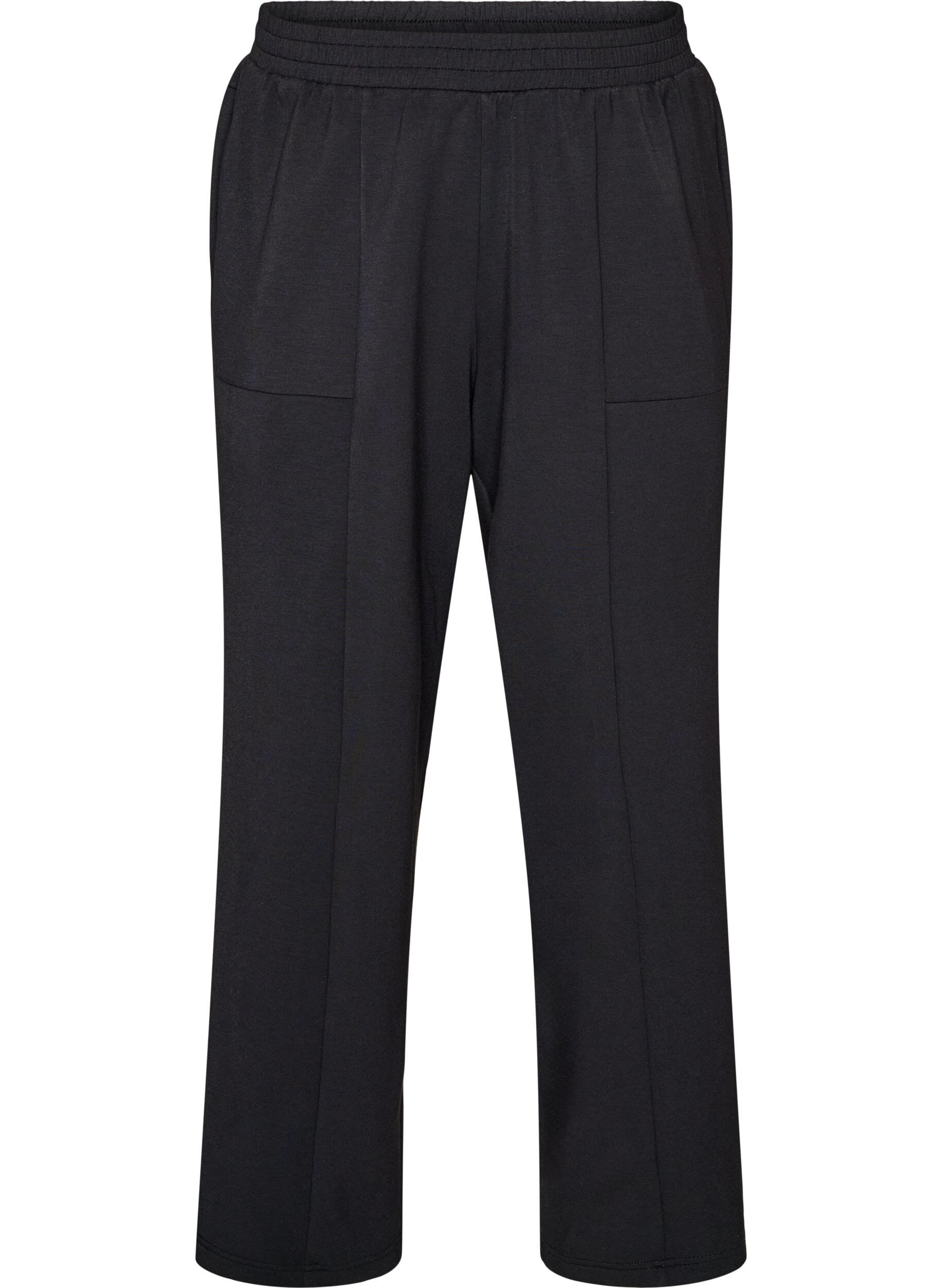 Jerseybroek met losse pasvorm, high waist en zakken