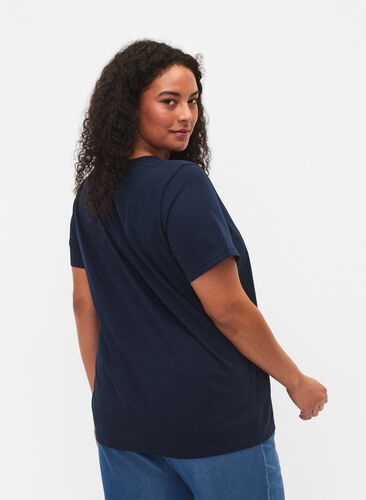 T-shirt à manches courtes avec col en V, Navy Blazer, Model image number 1