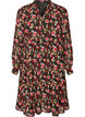 Robe &agrave; imprim&eacute; int&eacute;gral et volant superpos&eacute;, Noir, Packshot image number 0
