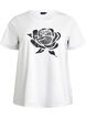 T-shirt en coton biologique avec imprimé floral, B. White w. Rose, Packshot image number 0