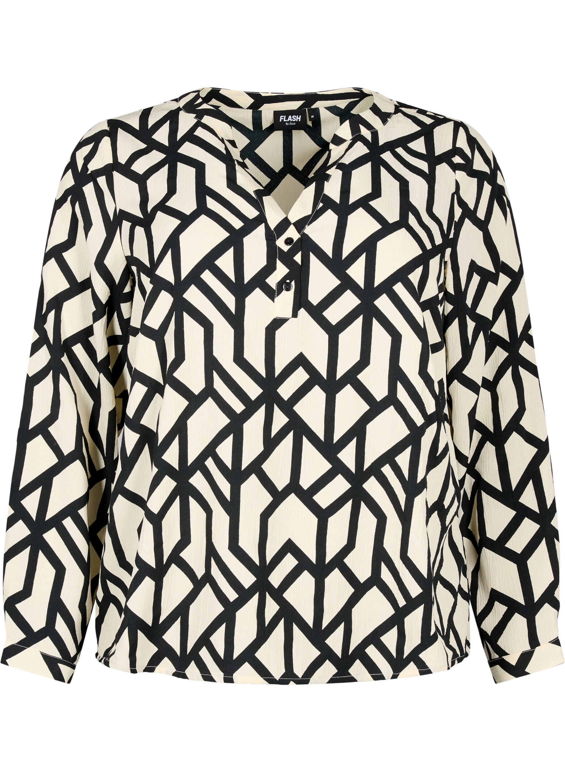 ZizziFLASH - Blouse met lange mouwen en print, Birch Black Graphic, Packshot image number 0
