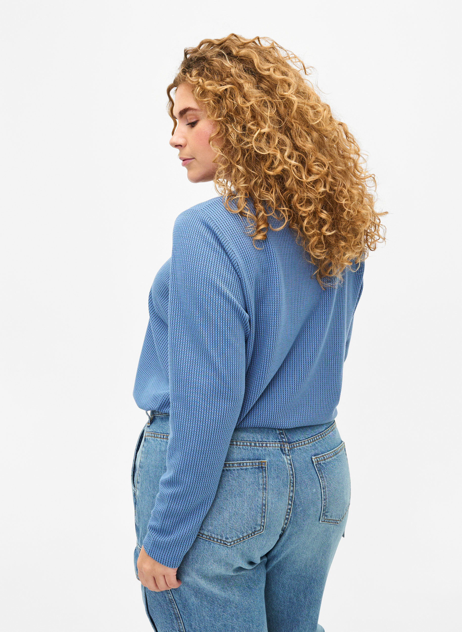 Zizzi Chemisier &agrave; coupe A textur&eacute;, Quiet Harbor, Model image number 1