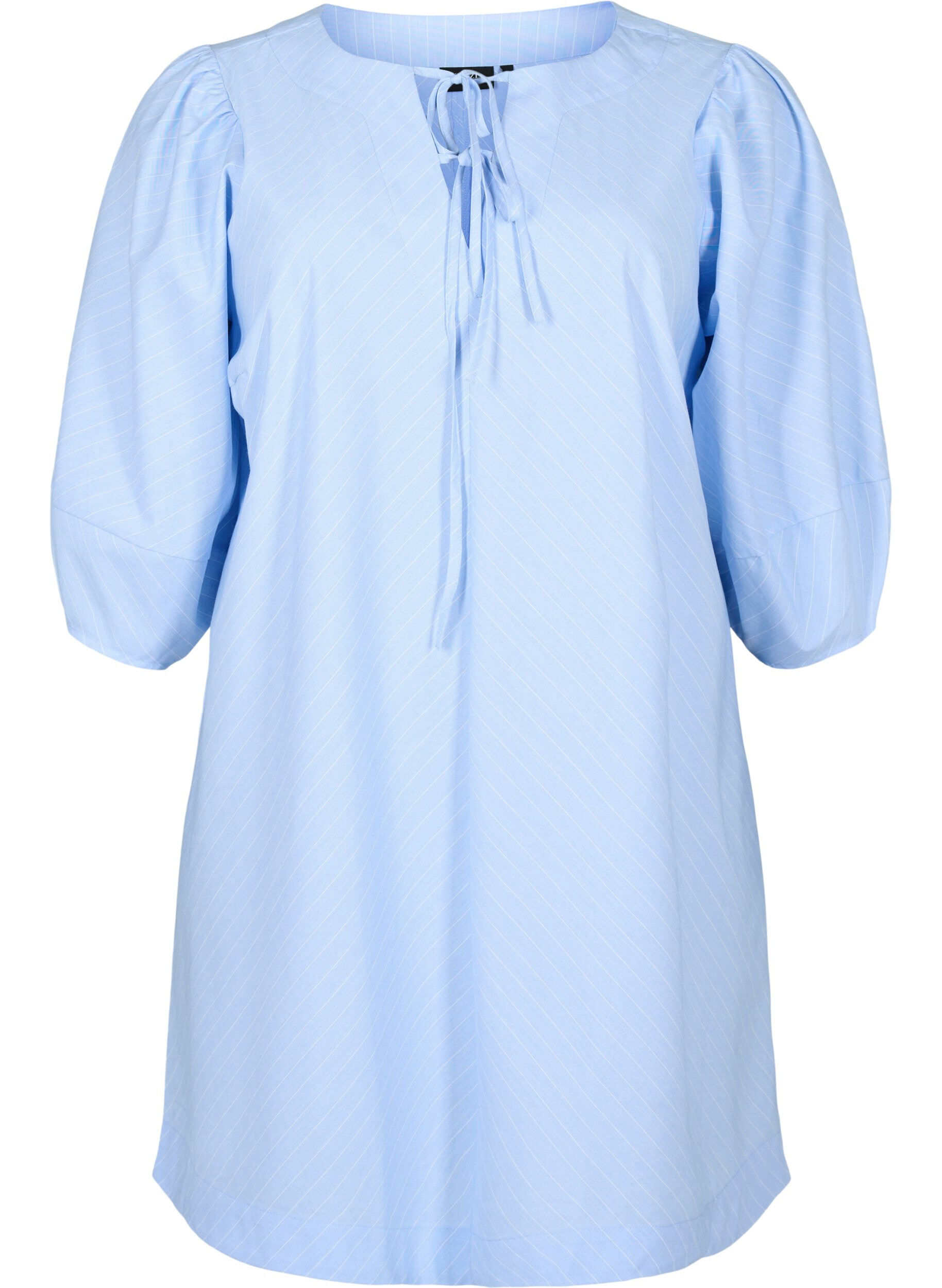 Zizzi Robe avec liens et manches 3/4, Blue Stripe, Packshot image number 0