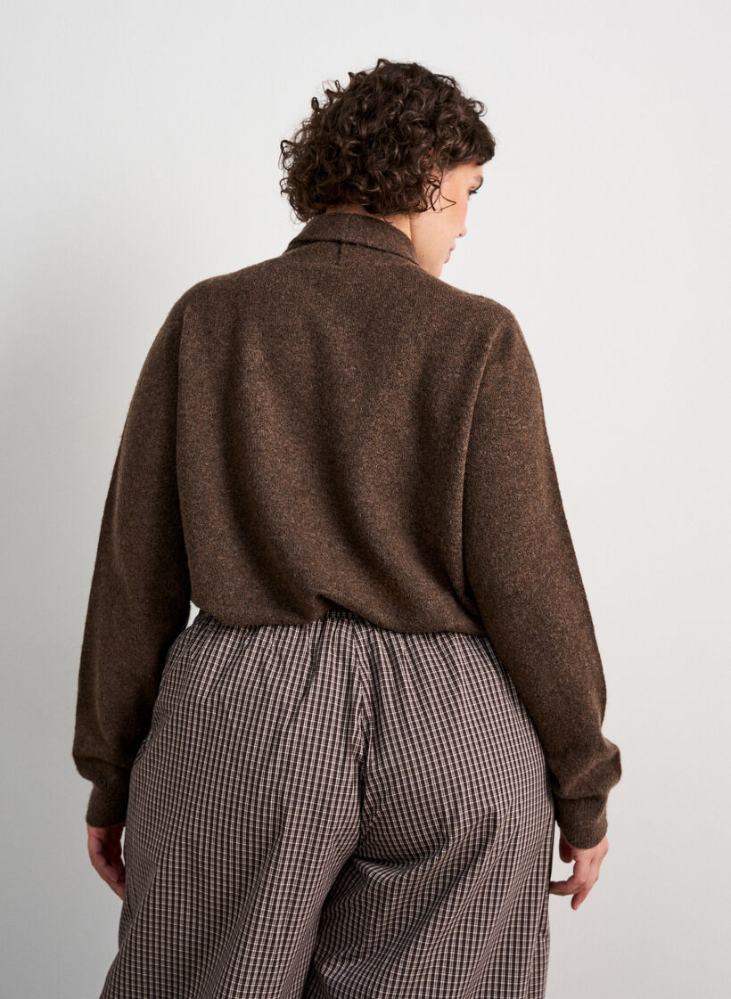 Cardigan avec n&oelig;uds et boutons, Marron, Model image number 2