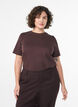 Basic katoenen T-shirt met ronde hals, Bruin, Model image number 0