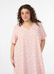 Robe &agrave; manches courtes avec col en V, Rose, Model image number 2