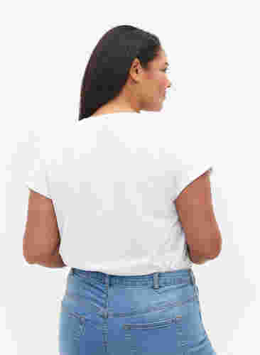 T-shirt à manches courtes en coton mélangé, Bright White, Model image number 1