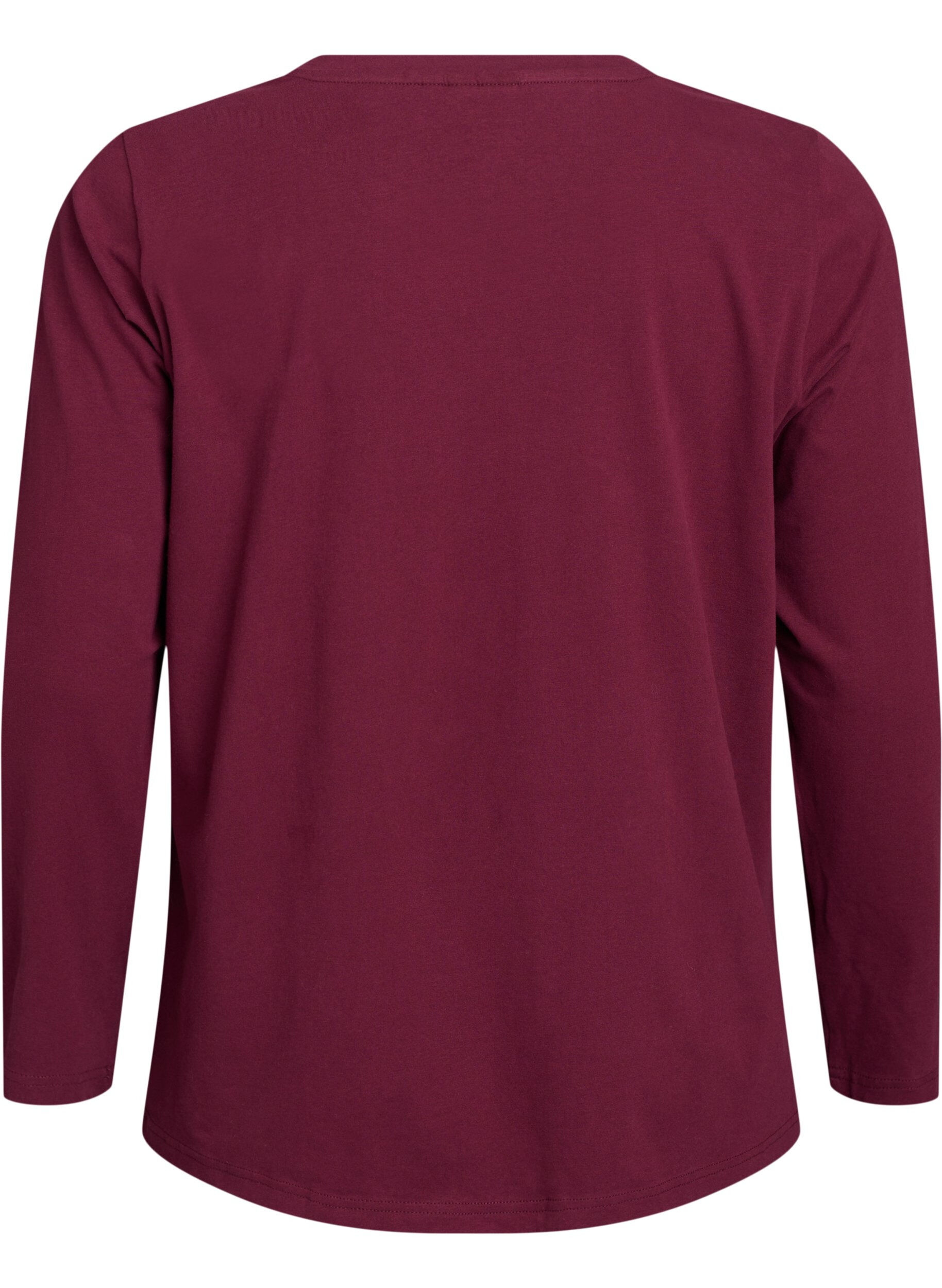 ZizziBlouse basique en jersey &agrave; manches longues, Bordeaux fonc&eacute;, Packshot image number 1