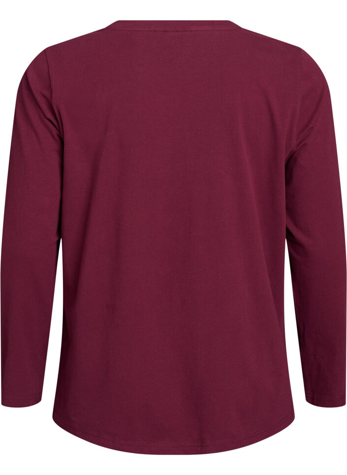 Blouse basique en jersey &agrave; manches longues, Bordeaux fonc&eacute;, Packshot image number 1