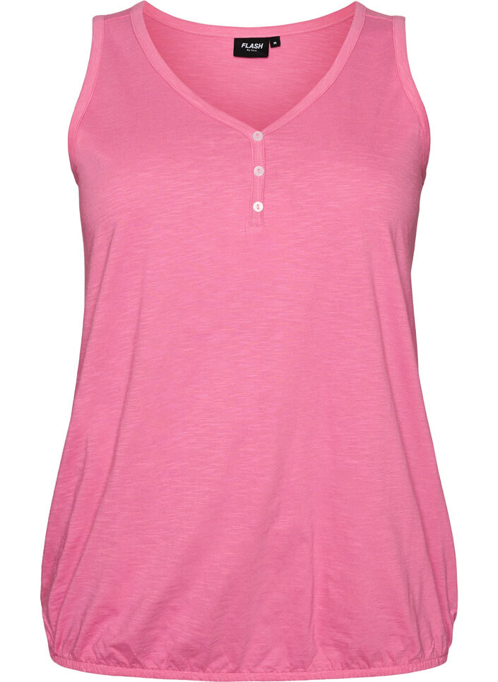 Tanktop in biologisch katoen met V-hals en knopen, Roze, Packshot image number 0